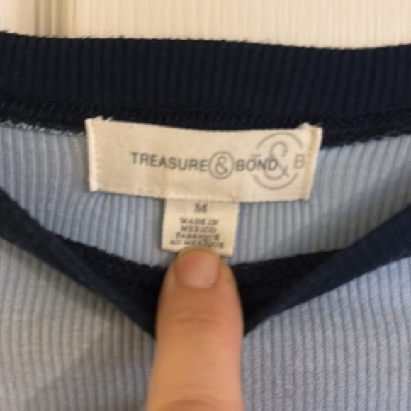 Treasure & Bond Blue Ribbed Stretch Ringer Tee - Picture 5 of 5